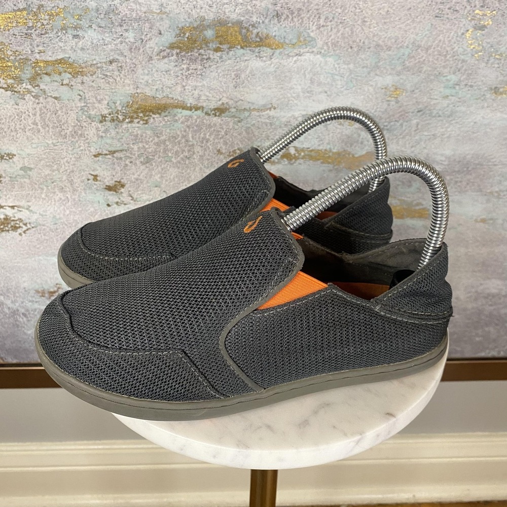 OluKai Nohea Mesh Shoes Boys Size 4 Gray Slip On Lightweight Walking Casual
